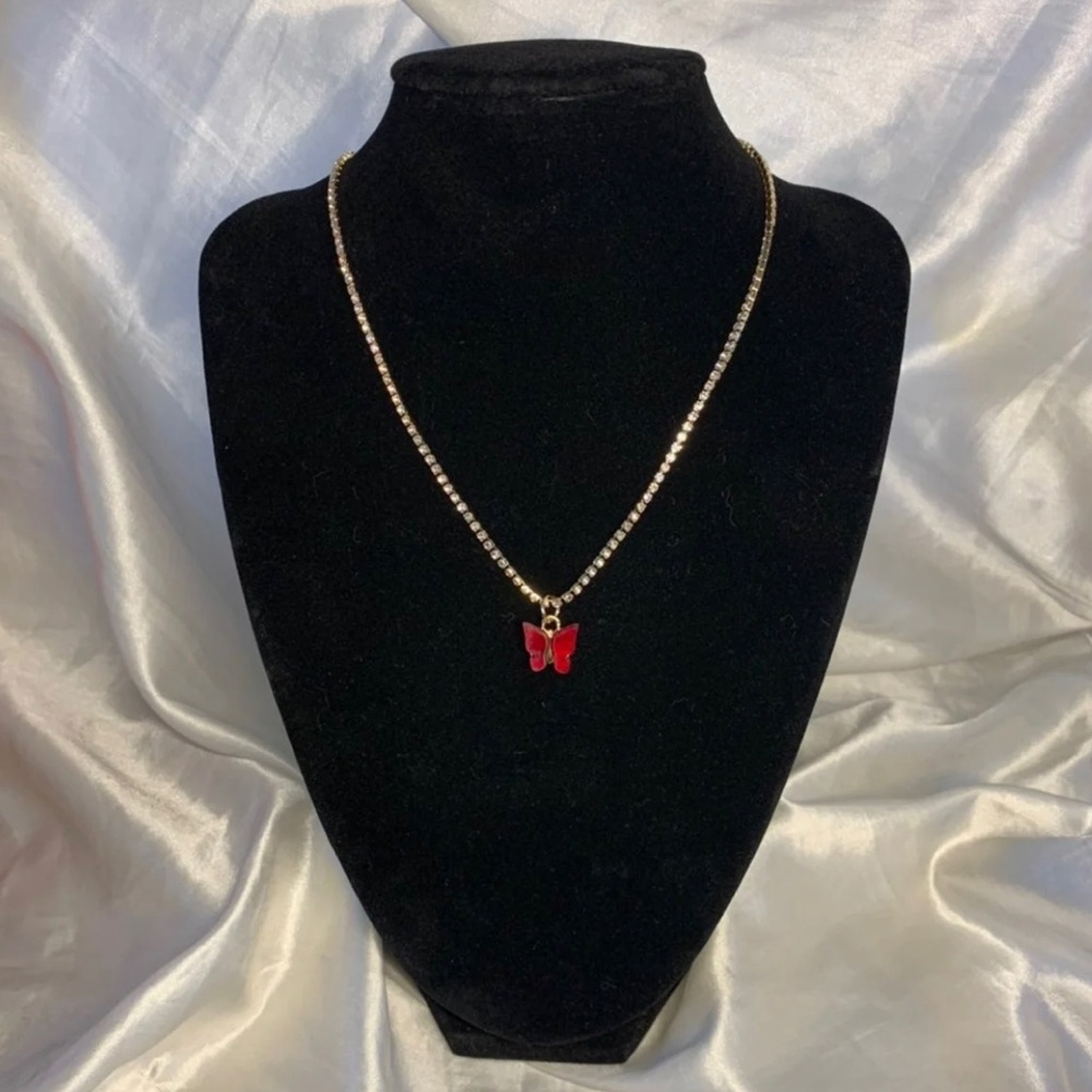 Stoned butterfly necklace